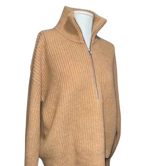 Everlane The half zip women's wool sweater in luxe merino camel color size med - Picture 4 of 5